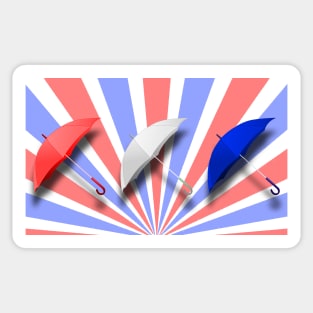 Red White And Blue Stripes With Umbrellas Sticker